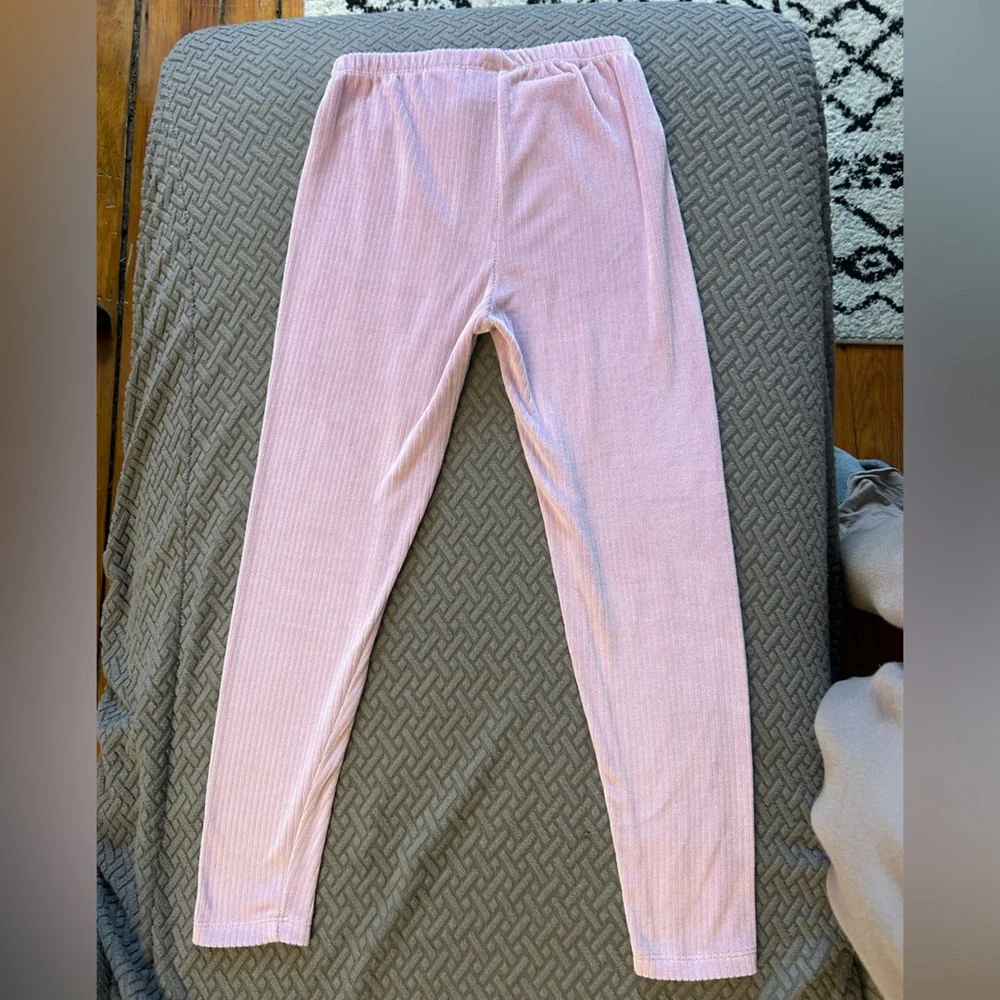 Juicy Couture Girls Soft Ribbed Pants / Leggings Sz 7 Lavender Y2K Style Casual